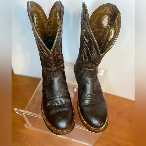 Ariat Heritage Roughstock Western Boot Brown Oiled Rowdy Mens 7.5B