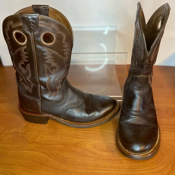 Ariat Heritage Roughstock Western Boot Brown Oiled Rowdy Mens 7.5B