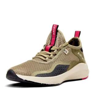 Ariat Ignite Eco Upper Mesh Lace Up Olive Green &amp; Pink Athletic Shoe - Size 9.5