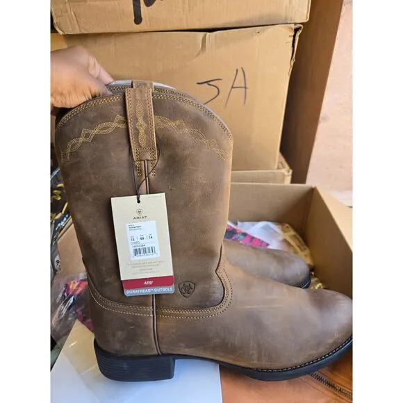 Ariat Men's Heritage Roper Western Boot Distressed Brown Size 15
