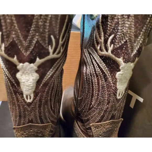 Ariat Men's Hybrid Roughstock Antler Brown Cowboy Boots 10061156 Size 11 NEW