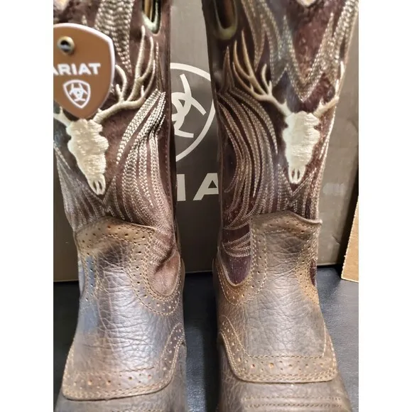 Ariat Men's Hybrid Roughstock Antler Brown Cowboy Boots 10061156 Size 11 NEW