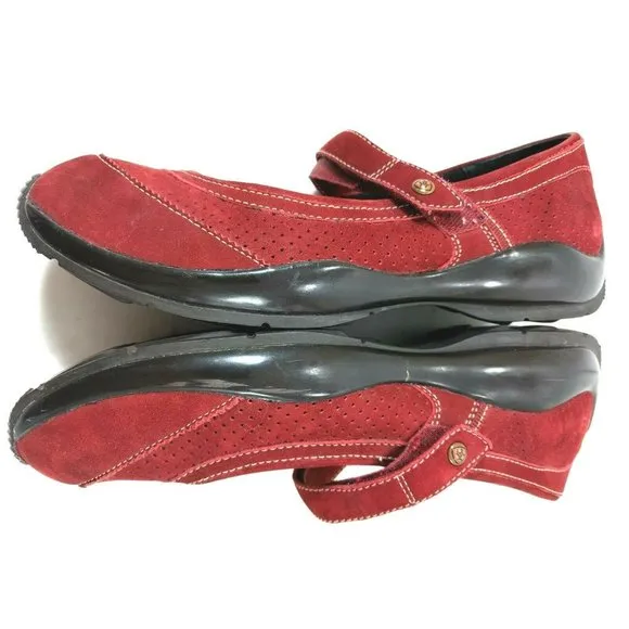 Ariat Red Suede Mary Jane Hook and Loop Slip On 9