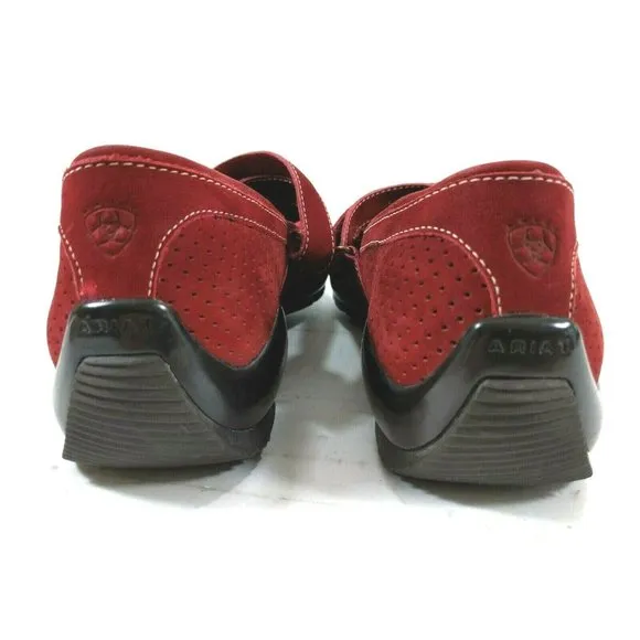 Ariat Red Suede Mary Jane Hook and Loop Slip On 9
