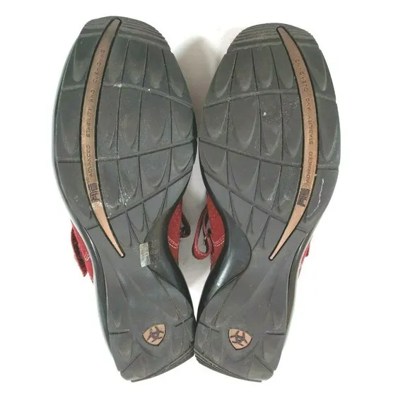 Ariat Red Suede Mary Jane Hook and Loop Slip On 9