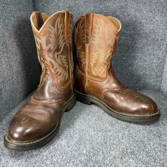 Ariat Sierra Saddle Work Boots Men's 7.5 D Brown ATS Equipped Slip/Oil Resistant