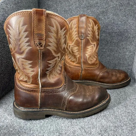 Ariat Sierra Saddle Work Boots Men's 7.5 D Brown ATS Equipped Slip/Oil Resistant
