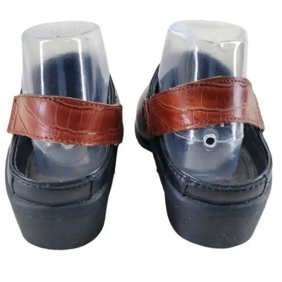 Ariat Sport Slingback Mule Clog 7 B Black Brwn Leather Slip On 1.5” Heel Leather