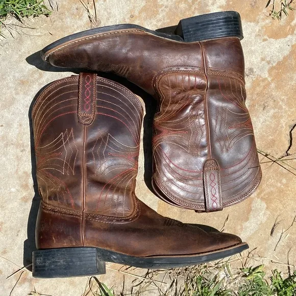 Ariat Sport wide square toe roper mid calf western cowboy boots 9D equestrian