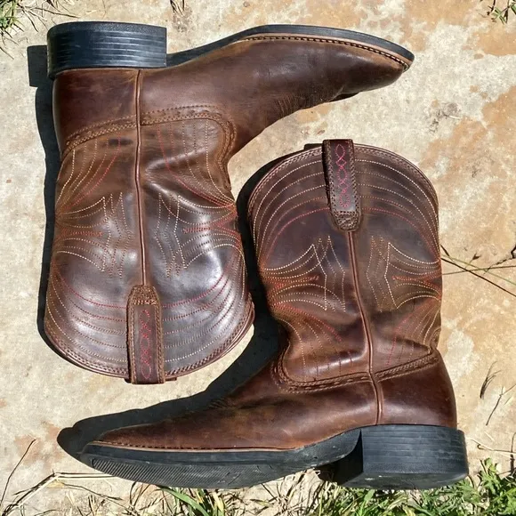 Ariat Sport wide square toe roper mid calf western cowboy boots 9D equestrian