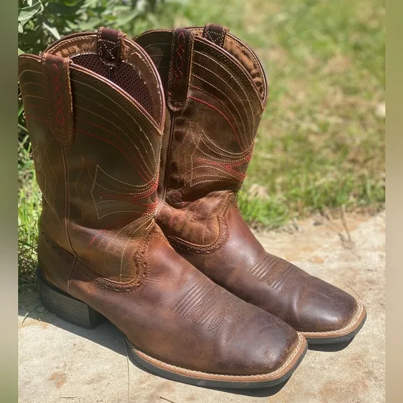 Ariat Sport wide square toe roper mid calf western cowboy boots 9D equestrian