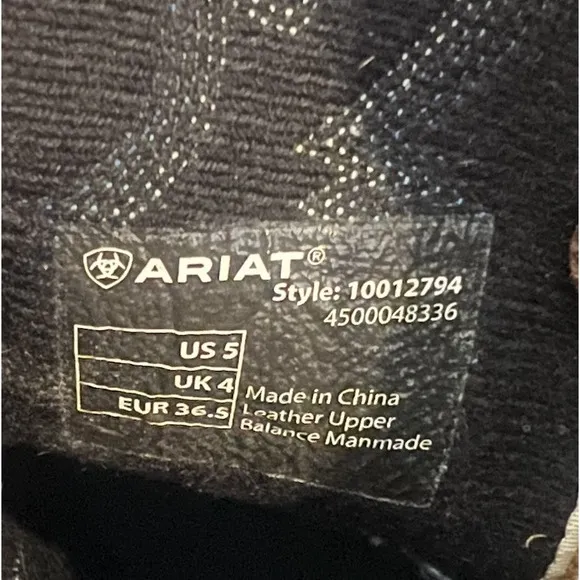 ARIAT TOMBSTONE SQUARE TOE WESTERN BOOTS BLUE UPPER 10012794 YOUTH 5 Cowboy