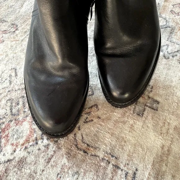 Ariat York Black Leather &amp; Suede Knee High Riding Boots Womens 8 EUC