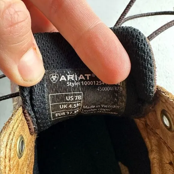 Ariat Youth Leather Boots 7 Brown Laces Tie