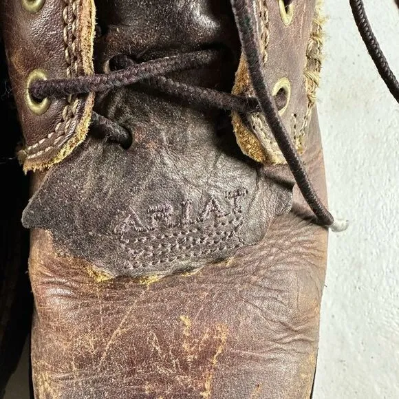 Ariat Youth Leather Boots 7 Brown Laces Tie