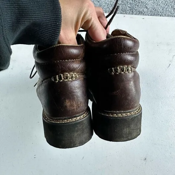 Ariat Youth Leather Boots 7 Brown Laces Tie
