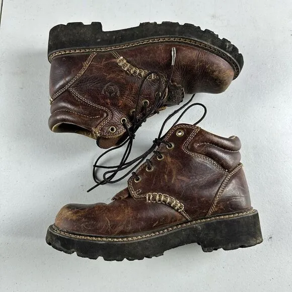 Ariat Youth Leather Boots 7 Brown Laces Tie
