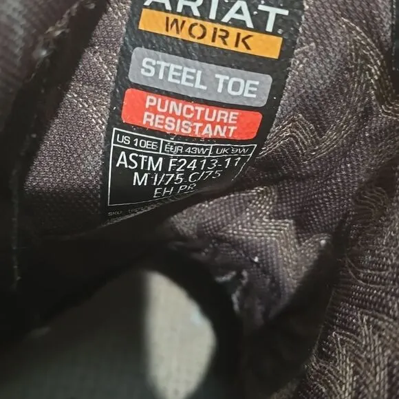 Ariat steel toe puncture resistant work boots size 10EE
