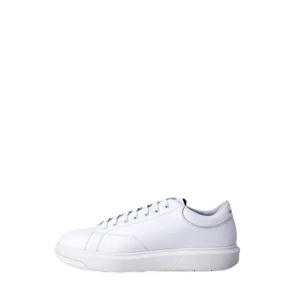 Armani Exchange Sporty White Leather Sneakers with Rubber Sole for Men