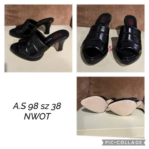 A.S.98 Women's Black Heeled Sandals