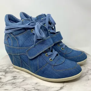 Ash Bowie Denim Hidden Wedge Hi-Top Sneakers 40/9 Sporty Retro Edgy Casual
