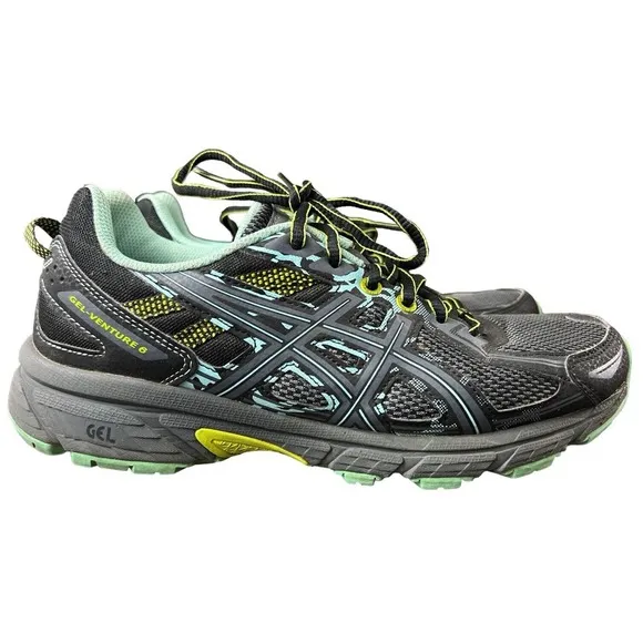 ASICS Gel-Venture 6 T7G6N Black Teal‎ Green Women Running Sneaker Size 9