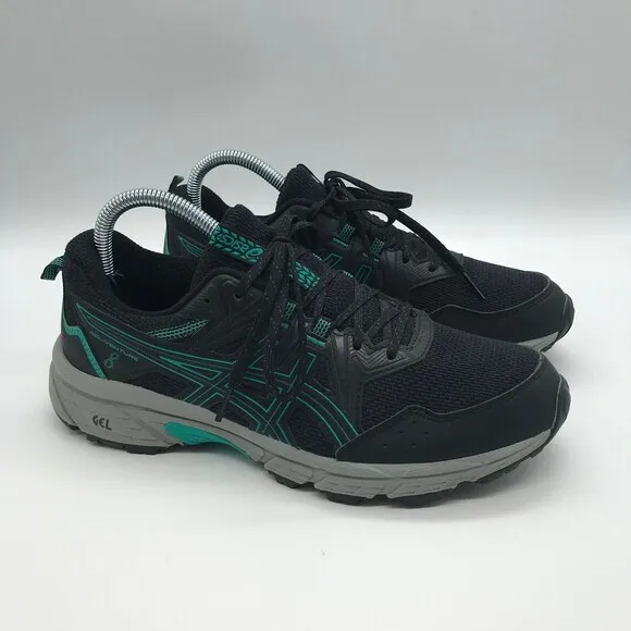 Asics Gel-Venture 8 Running Shoes 1012B230 Women's size 8.5 Black Teal Sneakers