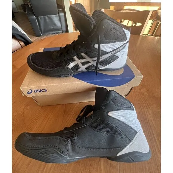 Asics Mens Matflex 6 Wrestling Shoes Black Silver White Size US 9 1081A021 NEW!