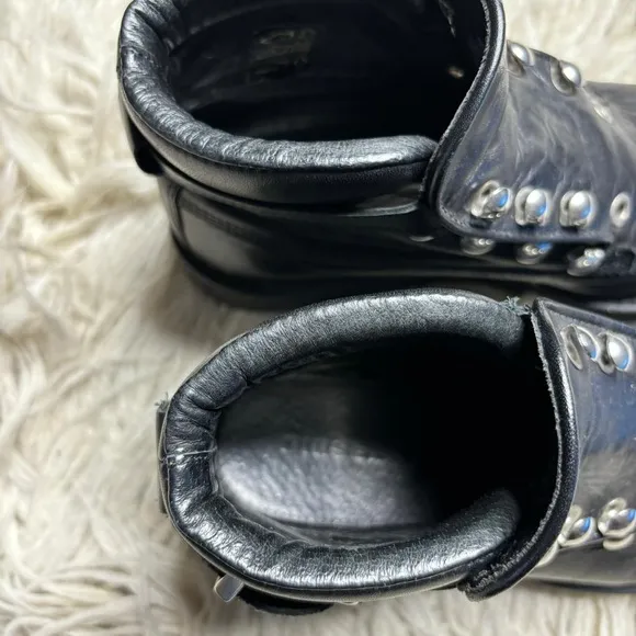 Authentic Rare DIESEL Women's Leather Flat Studs Boots Dress Shoes