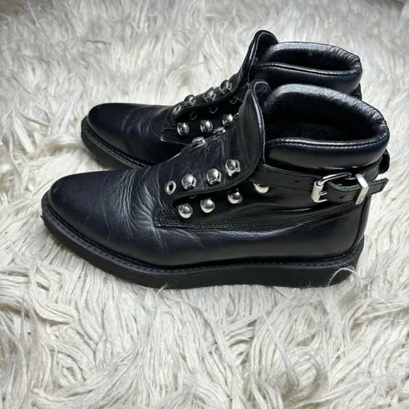 Authentic Rare DIESEL Women's Leather Flat Studs Boots Dress Shoes