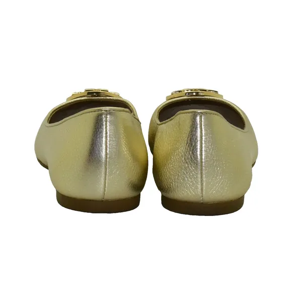 B5 Auth TORY BURCH Claire Gold Metallic Tumbled Leather Ballet Flat Shoes Size 7