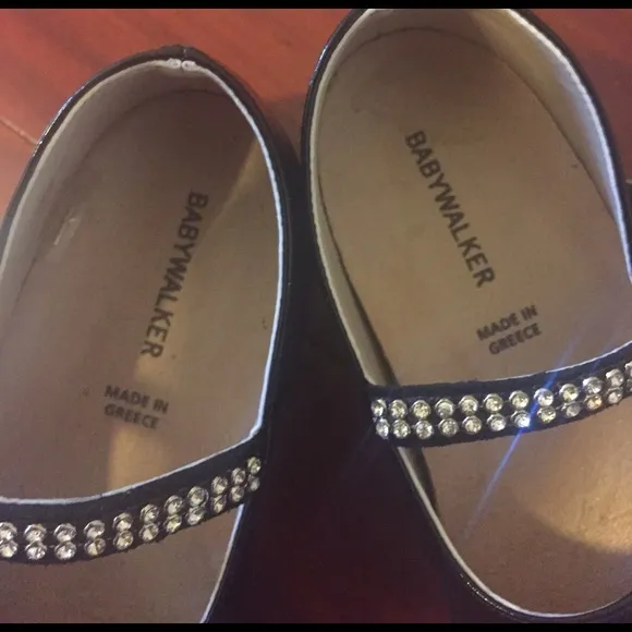 Babywalker black Mary Jane rhinestone girls shoes