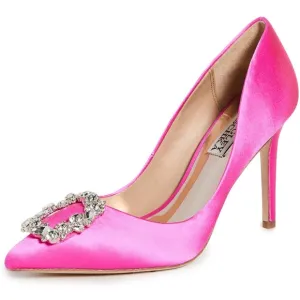 Badgley Mischka Cher Crystal Embellished Pump Hot Pink Satin Size 8.5US