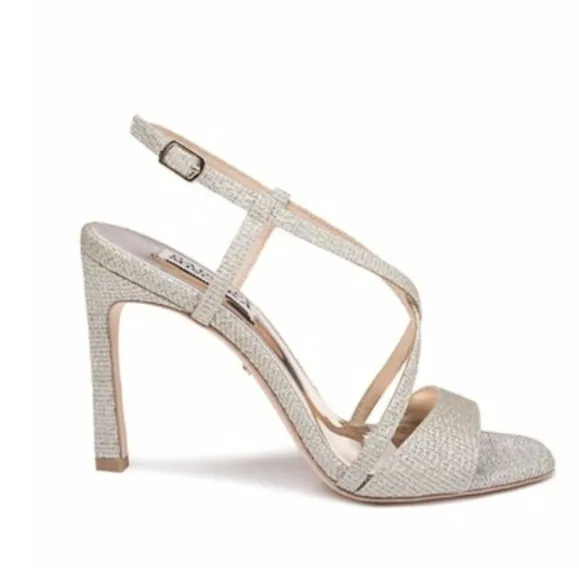 Badgley Mischka Womens Ebiza Metallic Heels Sandals Shoes sz 7