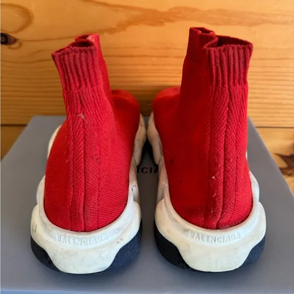 Balenciaga Little Kid's Speed LU Sock Sneakers Red 29/30 12-12.5 Pre-Owned