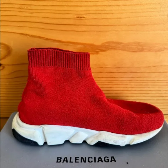 Balenciaga Little Kid's Speed LU Sock Sneakers Red 29/30 12-12.5 Pre-Owned