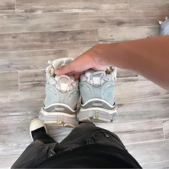 Balenciaga White and Silver Sneakers Sporty Design