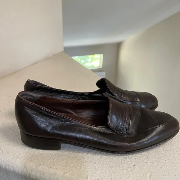 Bally Mens Brown lether loafers Dress Shoes size 10.5M‎ flat Shoes Narrow Read