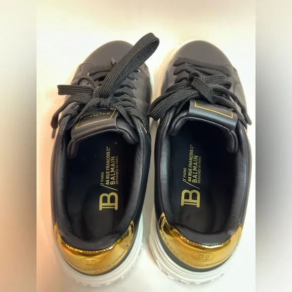 BALMAIN BLACK AND GOLD WOMENS SNEAKERS SIZE 6