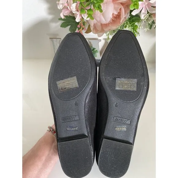 Bamboo Womens Purist 05 Black Faux Leather Flat Slip On Loafer Shoes Size 9 NWOT