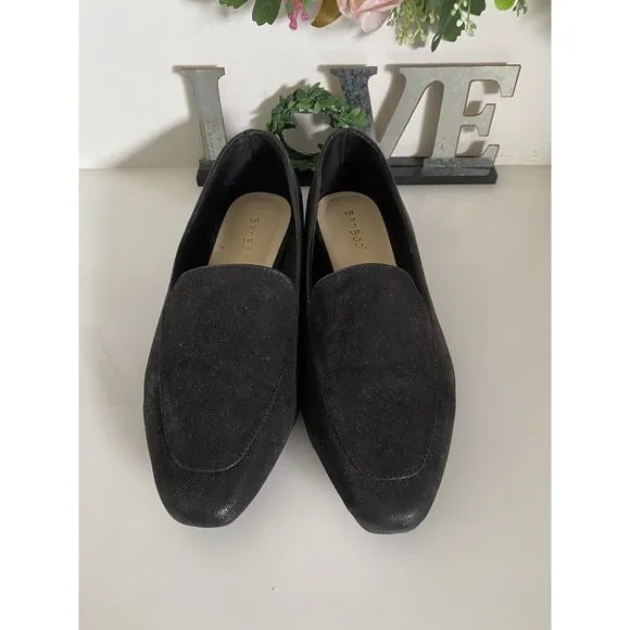 Bamboo Womens Purist 05 Black Faux Leather Flat Slip On Loafer Shoes Size 9 NWOT