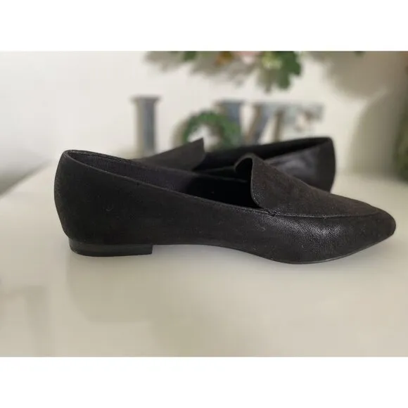 Bamboo Womens Purist 05 Black Faux Leather Flat Slip On Loafer Shoes Size 9 NWOT