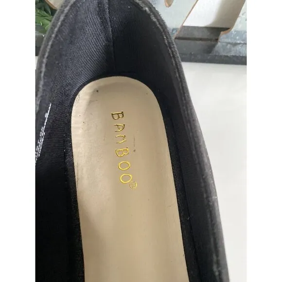 Bamboo Womens Purist 05 Black Faux Leather Flat Slip On Loafer Shoes Size 9 NWOT
