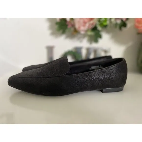 Bamboo Womens Purist 05 Black Faux Leather Flat Slip On Loafer Shoes Size 9 NWOT