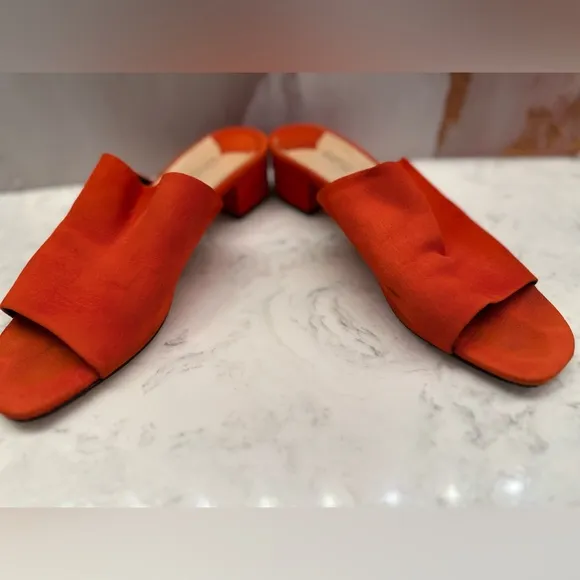 Barney’s New York Vero Cuoio Suede Mule Shoes Sandals Orange Women’s US 7 Italy