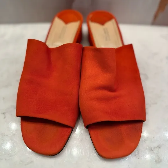 Barney’s New York Vero Cuoio Suede Mule Shoes Sandals Orange Women’s US 7 Italy