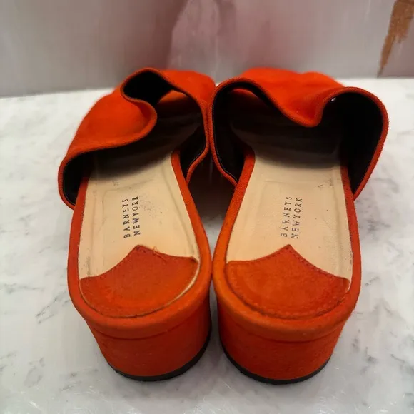 Barney’s New York Vero Cuoio Suede Mule Shoes Sandals Orange Women’s US 7 Italy