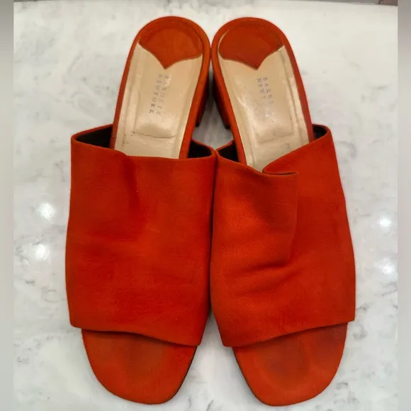 Barney’s New York Vero Cuoio Suede Mule Shoes Sandals Orange Women’s US 7 Italy
