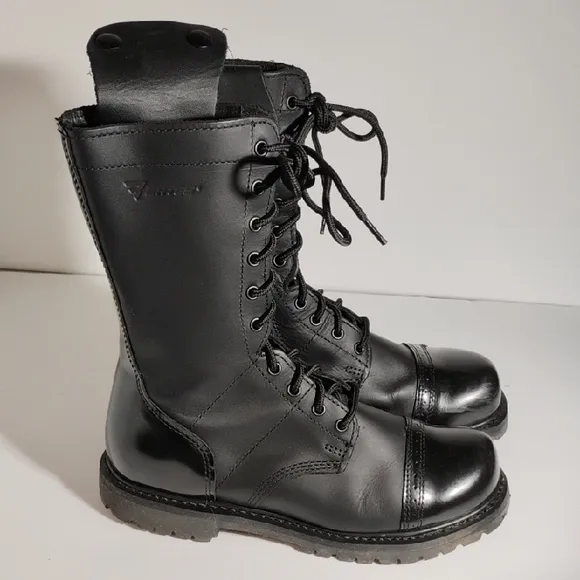 Bates Men's Size 9.5 Paratrooper Jump boots Black Leather Oil Resistant Side Zip