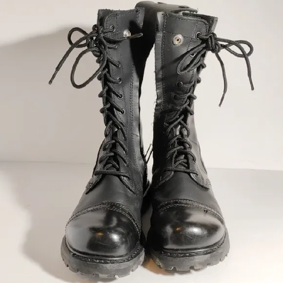Bates Men's Size 9.5 Paratrooper Jump boots Black Leather Oil Resistant Side Zip